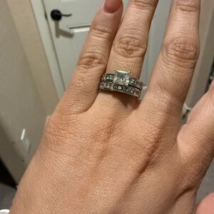 Sterling Silver CZ Bridal Ring Set in Silver